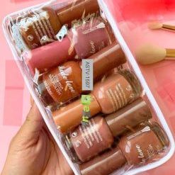 Nude Nail Polish Set of 12 with See Through Zipper Travel Bag